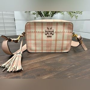 Tory Burch McGraw Plaid Camera Crossbody Bag